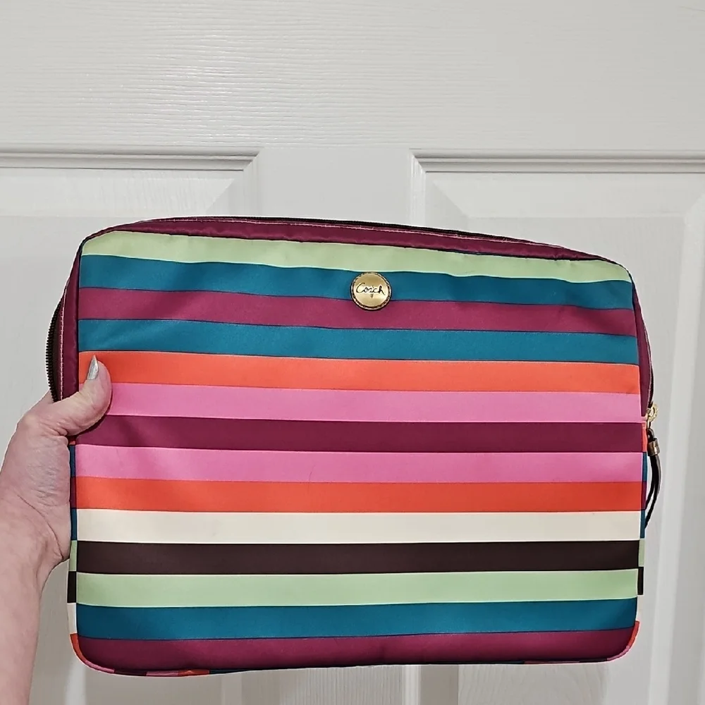Coach Multicolor Striped Laptop Sleeve